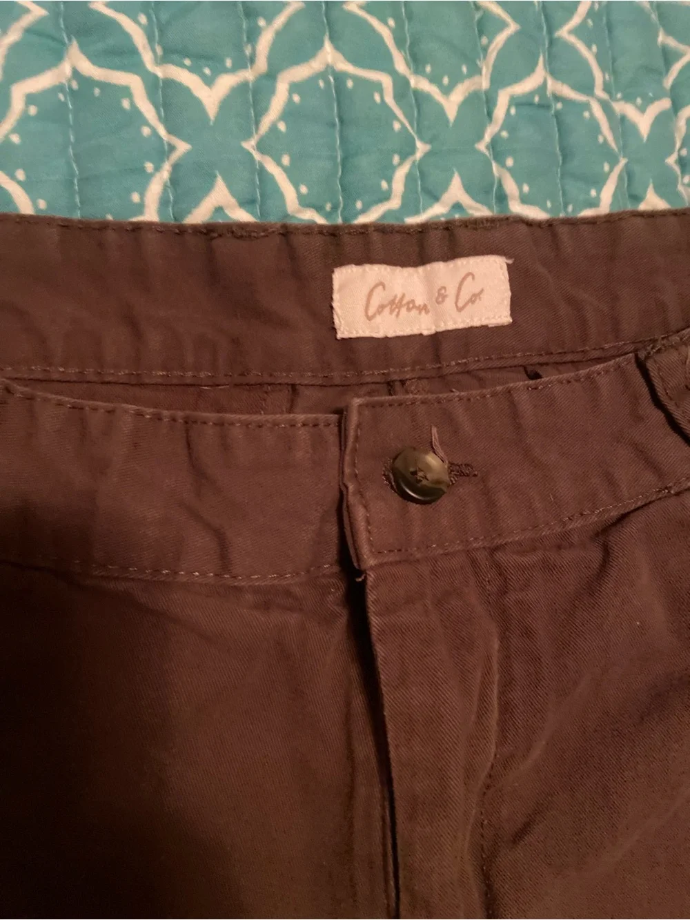 Cotton & Co Women’s Brown Chino Shorts Casual Flat Front Pockets